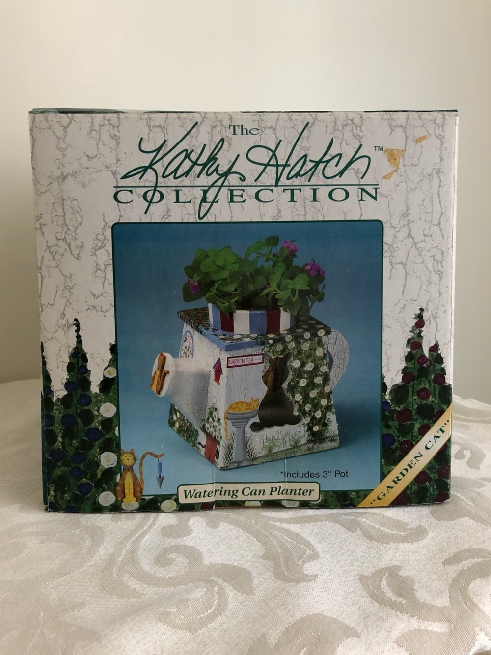 NIB Kathy Hatch “Garden Cat” Hand-Painted Decorative Planter